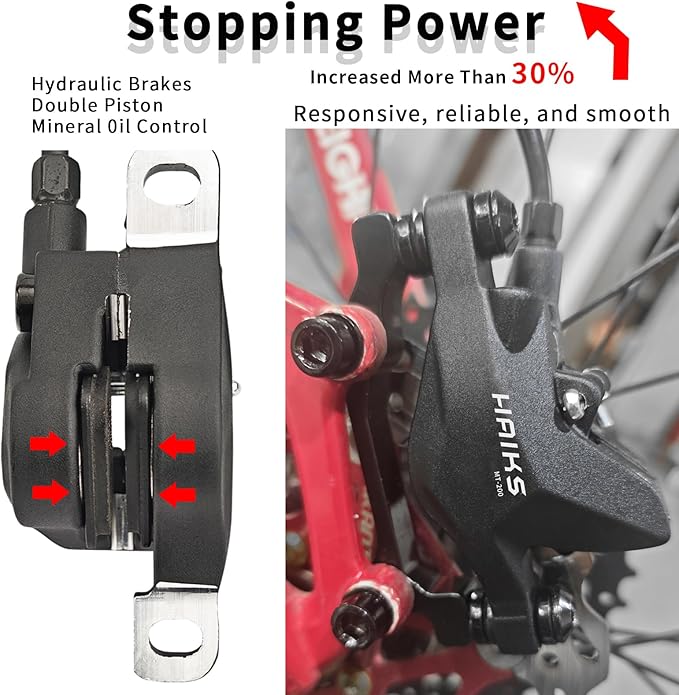 MT200 Disc Brake Set,hydraulic Disc Brake Kit with 160mm Rotors, Left Front 850mm & Right Rear 1450mm,Aluminum Alloy Dual-Piston Hydraulic Brake Kit for Mountain Bike