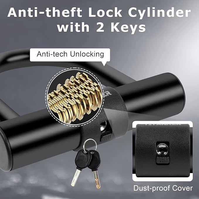 Titanker Motorcycle Chain Lock, Heavy Duty Bike Chain Lock with 2 Keys, Bike Locks with 14mm Thick U Lock for Bicycles, Motorbikes, Mopeds, Scooters (3FT,4FT)(6mm Chain,12mm Chain)