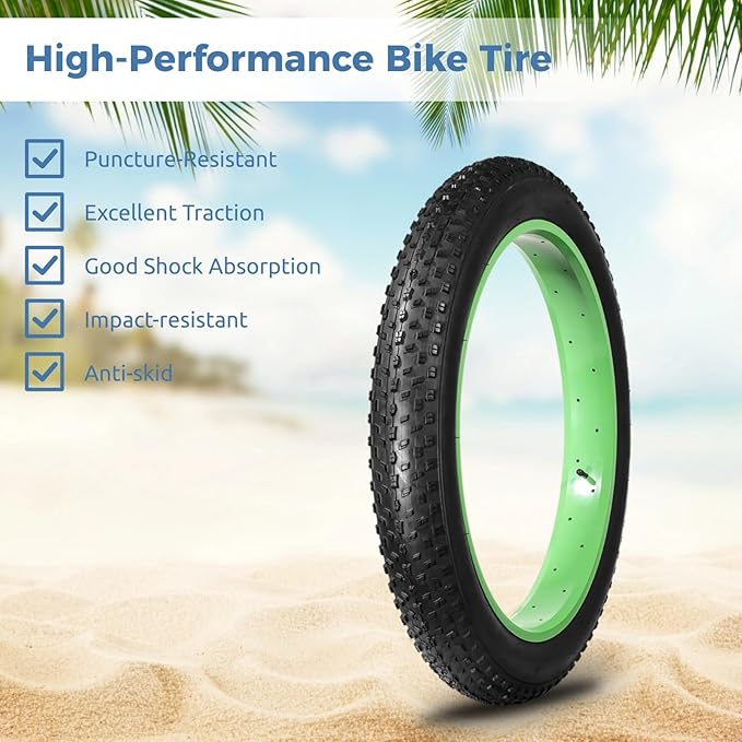 20x4.0 Fat Tire and Tube, Folding 100-406/20 x 4 Fat Tire Puncture Resistant with Ebike Tires 20x4 Inner Tube, 20 Inch Fat Tires for Snow, Beach, Mountain
