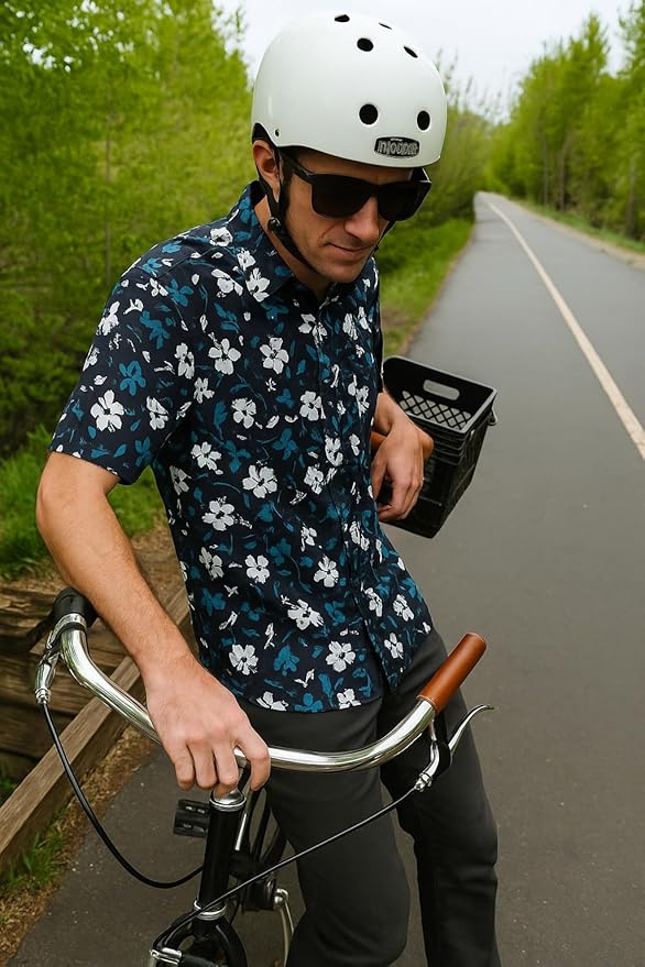 Club Ride Apparel New West Cycling Shirt - Men's Short Sleeve Cycling Jersey - Sport Fit Snap Down Top - 50 UPF Riding Shirt
