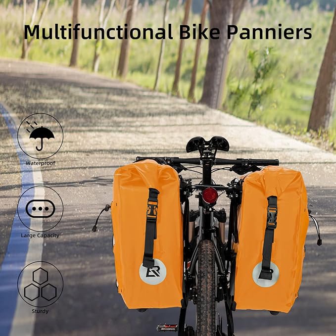 ROCKBROS Bike Panniers Waterproof Bike Rear Rack Bag Max 30L Large Capacity Bike Rear Panniers for Cycling Traveling Commuting 2 Pack