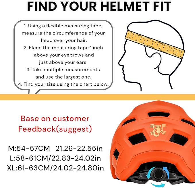 BATFOX Bike Helmet,Mountain Bike Helmet Helmets for Men Women Adults Youth