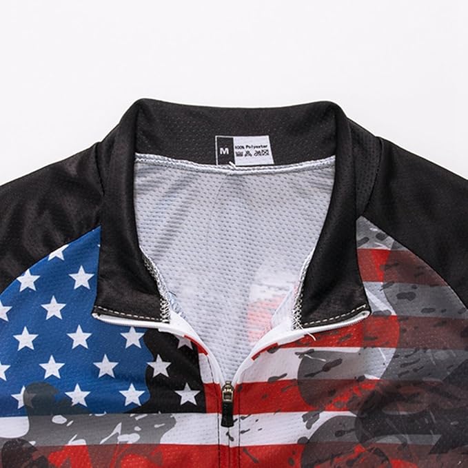 Weimostar Men's USA Cycling Jersey Short Sleeve Biking Shirts Breathable with Pockets