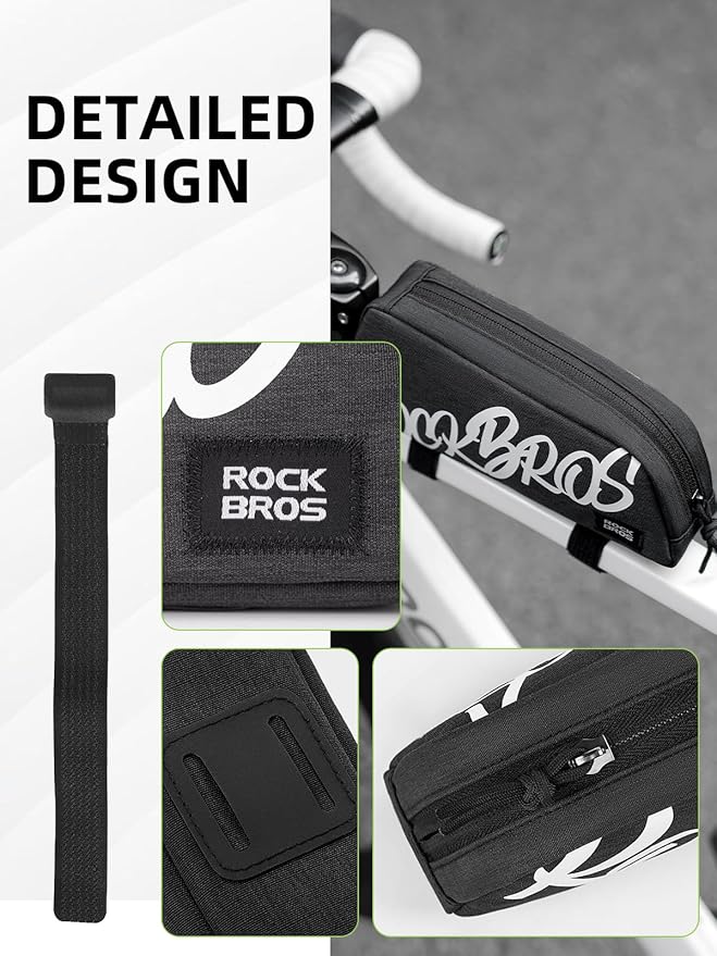 ROCKBROS Top Tube Bike Bag, Lightweight Bike Frame Bag, Quick Installation Bike Storage Bag, Small Bike Accessories Pouch for MTB, Road Bike