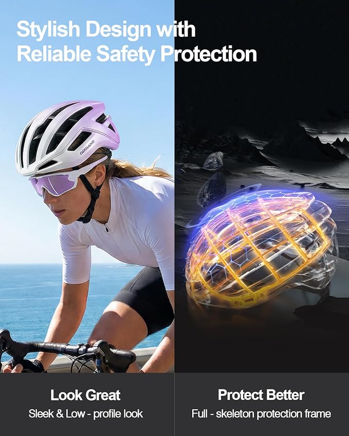 Odoland Adult Bike Helmet - Super Ventilation & Impact-Resistant Frame, Adjustable Dial System Lightweight Bicycle Helmet for Mountain, Commuting, Road Cycling