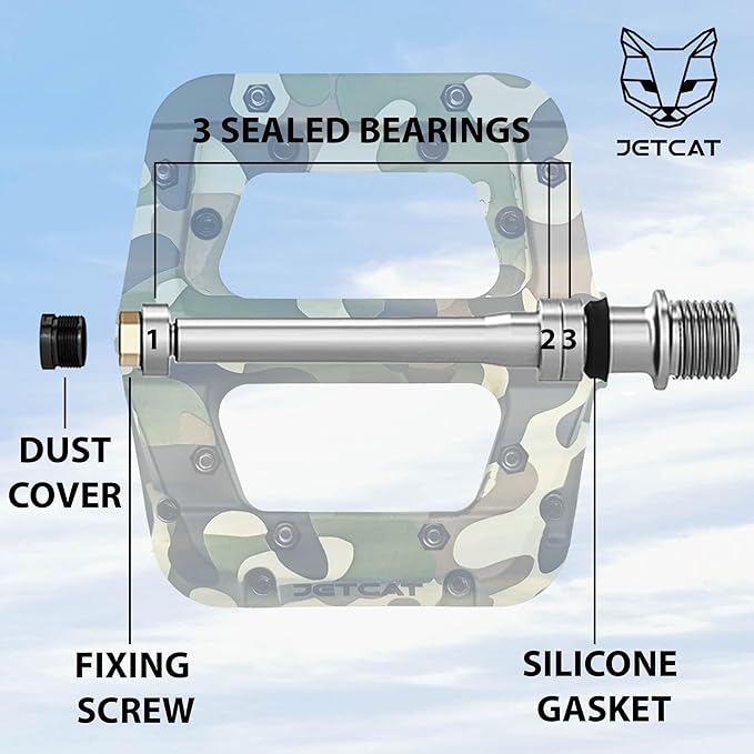 Mountain Bike Pedals Flat - MTB Pedals Flat, Bicycle Pedals for BMX/MTN/Road/Gravel/EBike, BMX Pedals, Platform Pedals, Adults & Kids Bike Replacement Upgrades Parts 9/16