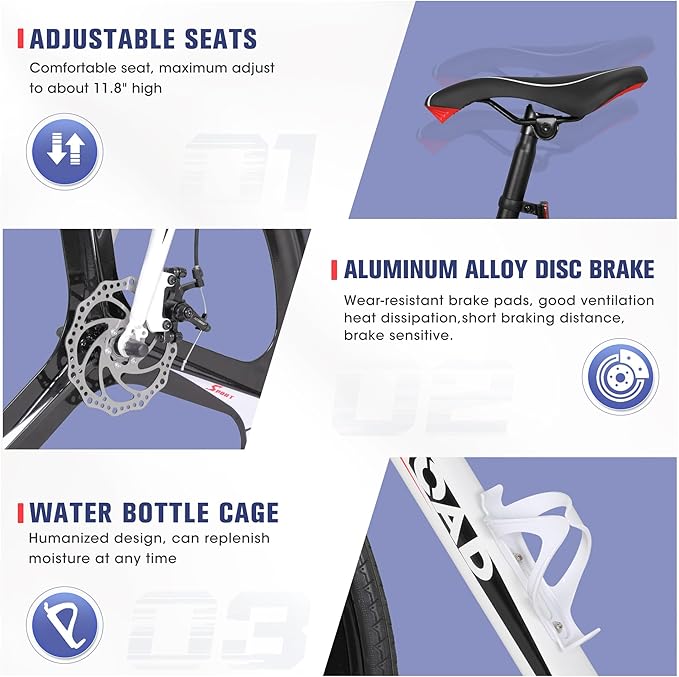 Outroad Hybrid Bikes, 26 inch 14/21 Speed 700C Wheel Road Bike with Light Aluminum Alloy Frame Commuter Bicycle with Dual Disc/V Brakes for Adult Women and Men Blue,Red,Black,White