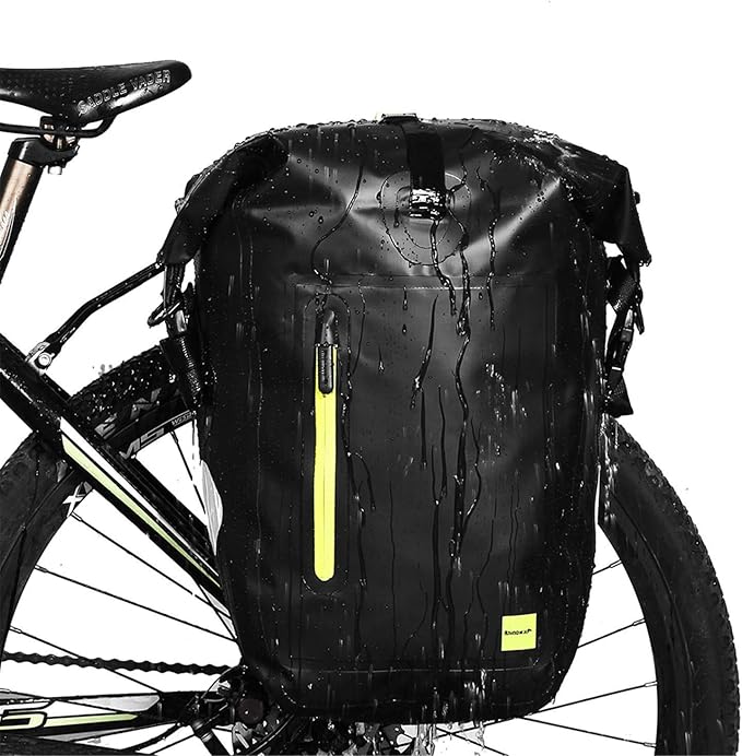 Rhinowalk Bike Pannier Bag Waterproof Bike Bag 23L for Bicycle Cargo Rack Saddle Bag Shoulder Bag Laptop Pannier Rack Bicycle Bag Professional Cycling Accessories-Black＆Green