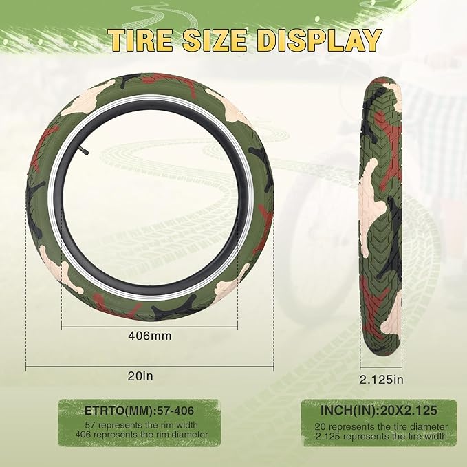 ZUKKA 20 x 2.35 Bike Tire 1/2 Pack 20 inch x 2.35 BMX Bike Tire Folding Replacement Tire for MTB Mountain Bike, BMX Bicycle Commuter Bike
