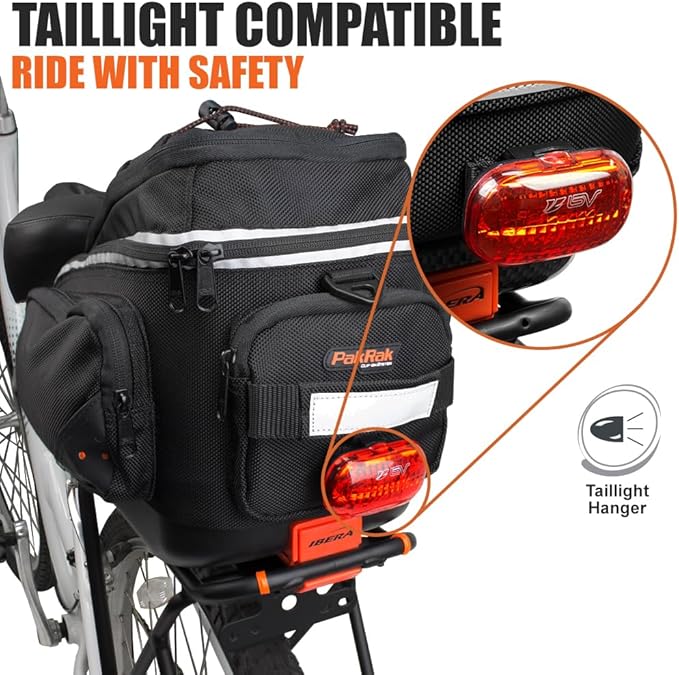Ibera PakRak Quick-Release Mini Commuter Bike Trunk Bag and Seat-Post Bicycle Carrier Rack Combo
