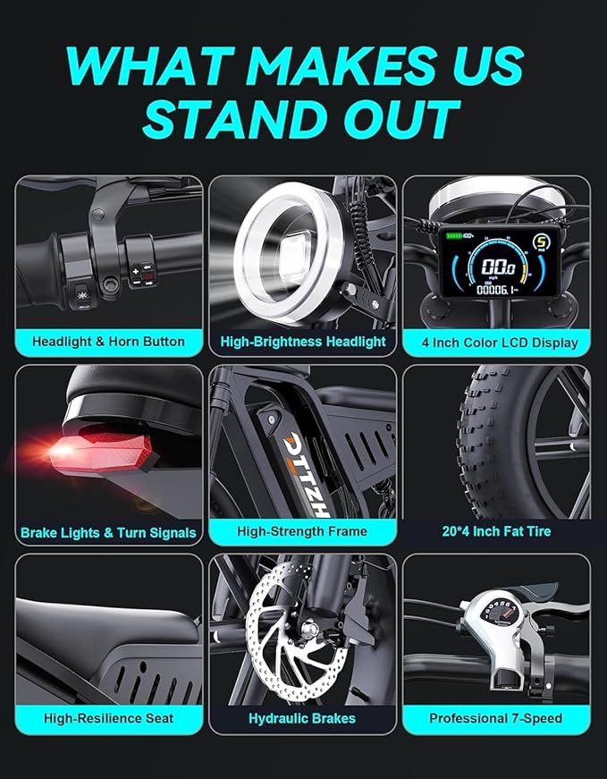 F6/F6S/F6PRO Electric Bike for Adults with NFC & Password Unlock, 4000/2000/1500W, 50/40/33MPH, 60V 30Ah, 48V 15/25Ah E-Bike, 100-60 Miles Electric Motorcycle, 20" Fat Tire Electric Dirt Bike