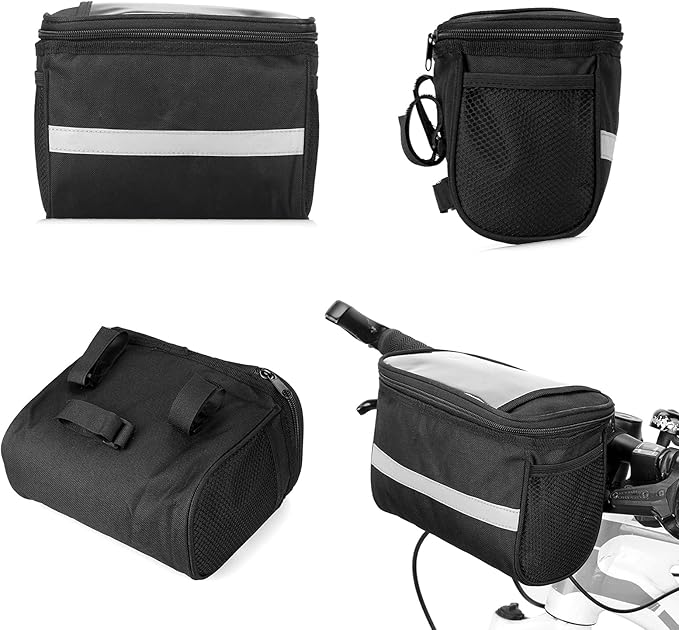 Lixada Bike Baskets Bag with Reflective Stripe Bicycle Handlebar Bag Bike Frame Bag Bicycle Bag Bike Front Tube Bag Bike Pannier Bag