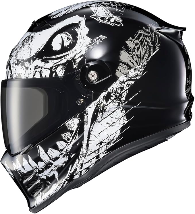 ScorpionEXO Covert FX Full Face Adult Motorcycle Helmet Street Fighter Style - Bluetooth Ready Speaker Pockets DOT ECE Caiman (Gloss Black - Large)