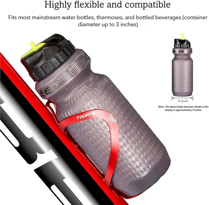Bike Water Bottle Holder, Water Bottle Holder for Bike Aluminum Alloy, Universal Bike Water Bottle Cage for Road, Mountain and Gravel Bikes (Black)