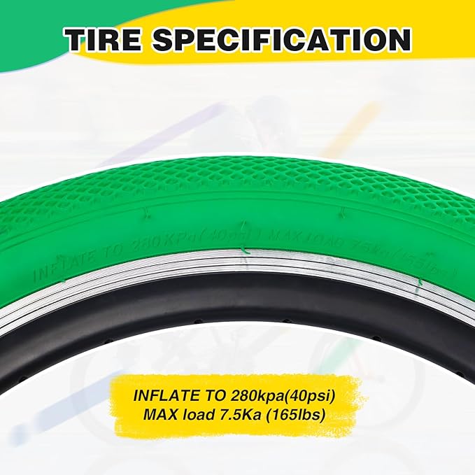 ZUKKA 20 x 2.4 Bike Tire 2 Pack 20 inch x 2.4 BMX Bike Tire Folding Replacement Tire for MTB Mountain Bike, BMX Bicycle Commuter Bike