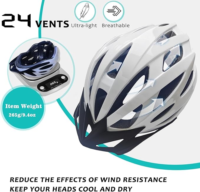 Bike Helmets for Adults, Mountain Bike Helmets for Men with Visor, Adjustable Fit Bicycle Helmet for Women, Road Recreational Cycling Helmet with Chin Strap