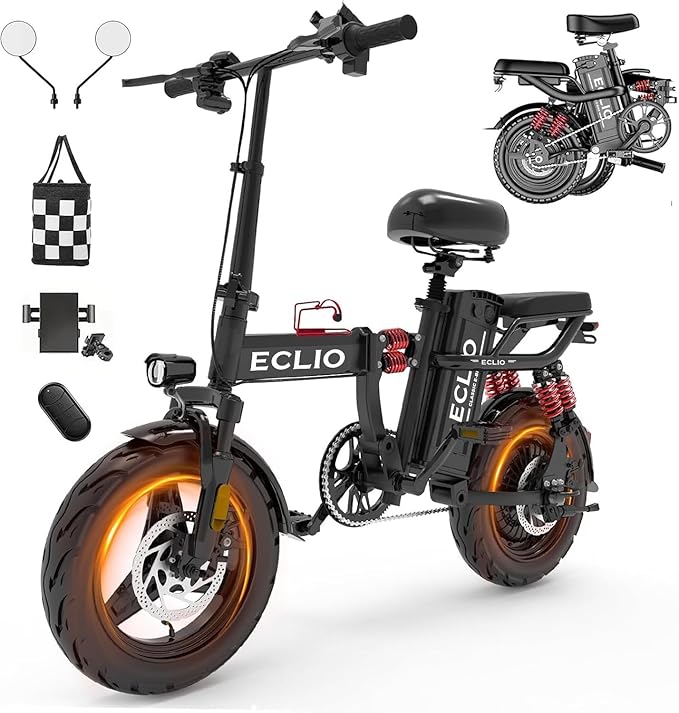 Folding Electric Bike for Adults, Peak 800W Motor 25MPH, 48V 14Ah Removable Battery 35-55Miles Ebike,14'' Lightweight & Portable Adults Electric Bicycles for Men/Women/Teens