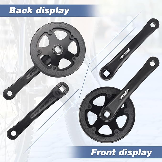 WEEROCK Prowheel Bike Crankset 1 Piece/Single 32T Charing Crank Set with 170mm Arm and Doulbe Chain Covers for Bicycle MTB, Folding Bikes, Compatible with 6/7/8/9/10 Speeds Freewheel
