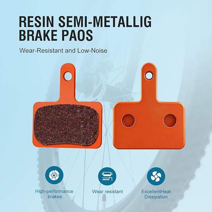 4 Pairs Bike Brake Pads, Disc Brake Pads (Resin,Semi-Metallic) for Mountain Bike Disc Brakes, Bicycle Brake Pads Compatible with TRP Tektro Shimano Deore Br Ebike Brake Pads