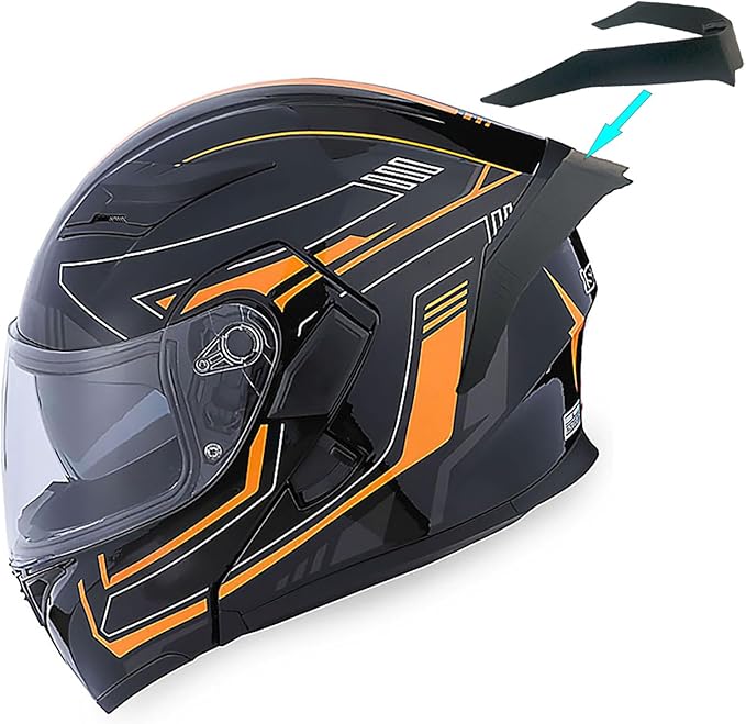 1Storm Motorcycle Modular Full Face Helmet Flip up Dual Visor Sun Shield: HB89 Arrow Orange