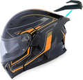 1Storm Motorcycle Modular Full Face Helmet Flip up Dual Visor Sun Shield: HB89 Arrow Orange