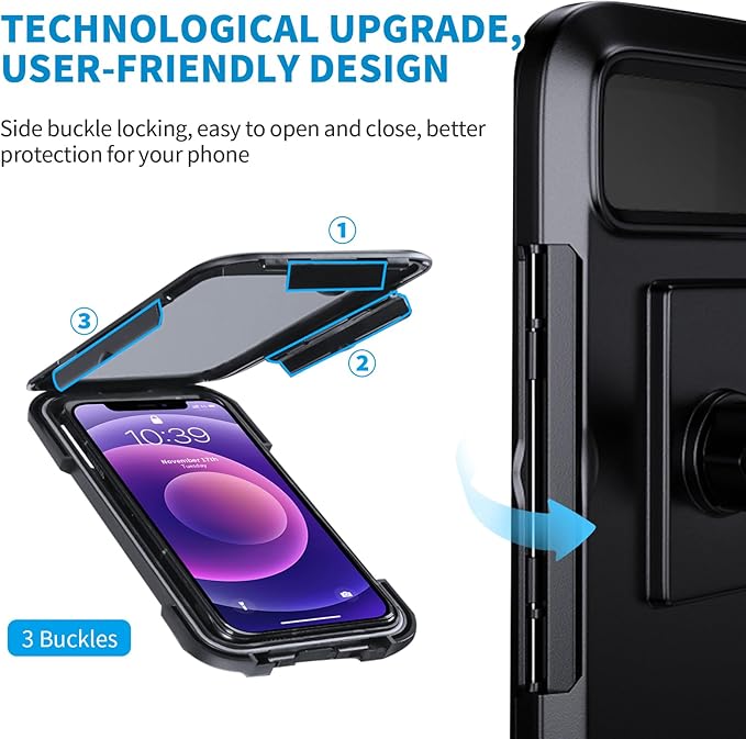 Waterproof Bike Phone Mount, Touch-Screen Bicycle Phone Holder, Universal Waterproof Cell Phone Bag 360°Rotatable Motorcycle Scooter ATV MTB Phone Mount Holder for 4.7-6.8" Smartphones