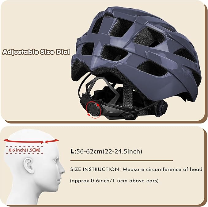 Road Bike Helmet Adult Men & Women, Adjustable Lightweight Design (22-24.5 Inches) - Vented, Removable Visor & Reflective White, for Day and Night Commuting & Sports | CPSC Certified