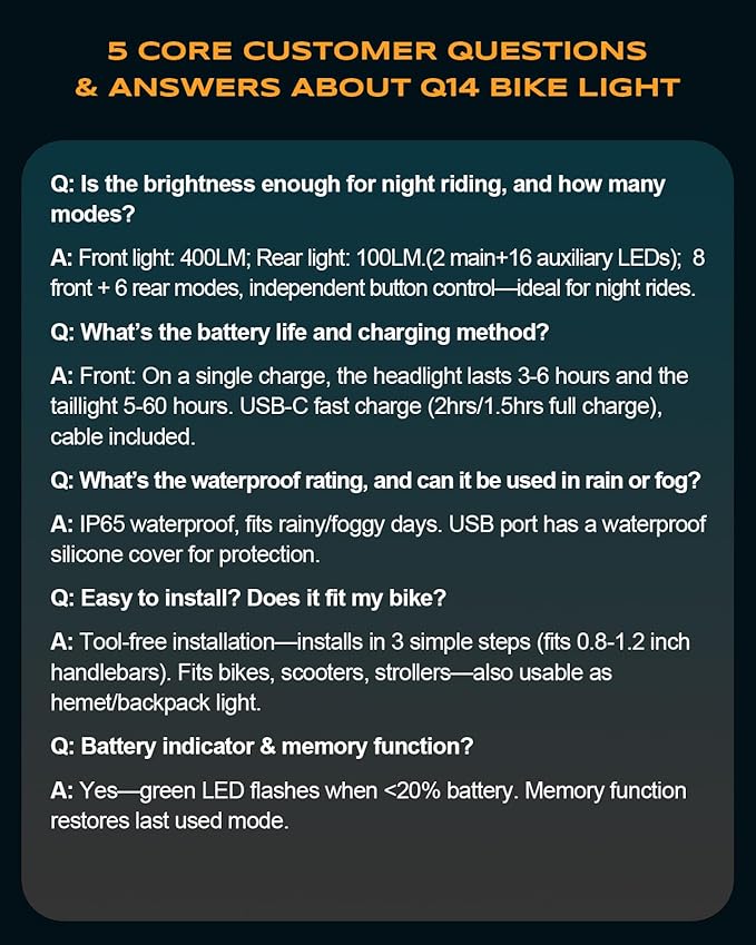 Bike Lights, Ultra-Slim & Lightweight Rechargeable Bicycle Lights Set, [5+6 Modes] Dual USB-C Bike Lights Front and Back, IP65 Waterproof Bicycle Lights for Night Riding Road Mountain Cycling