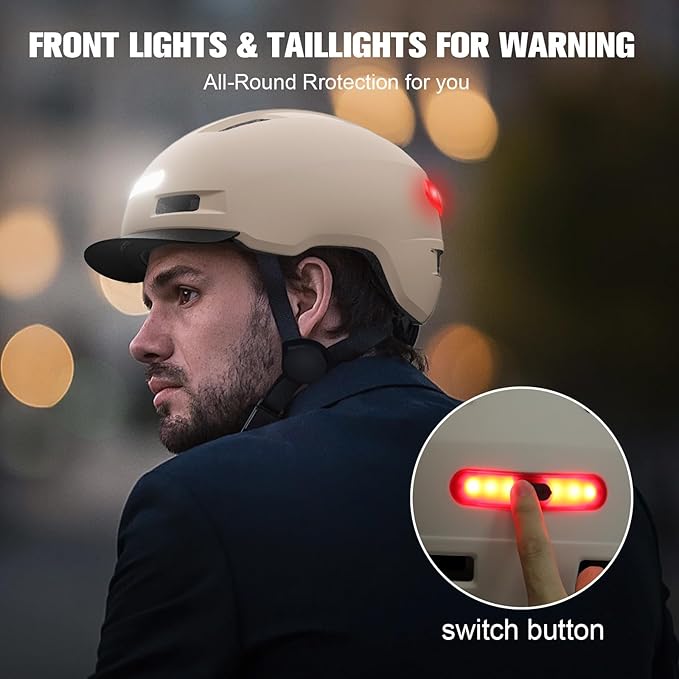 Bike Helmet, Shinmax Adult Cycling Helmet with USB Rechargeable LED Front and Back Light Bicycle Helmets for Men Women