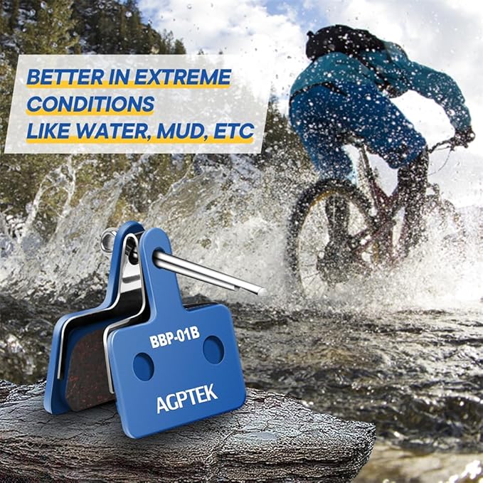 AGPTEK Bike Brake Pads, High-Performance Brake Pads, Disc Brake Pads & Spring (Semi-Metallic&Resin) for Mountain Bike Disc Brakes,Bike Pads Compatible with TRP Tektro Shimano Deore Br