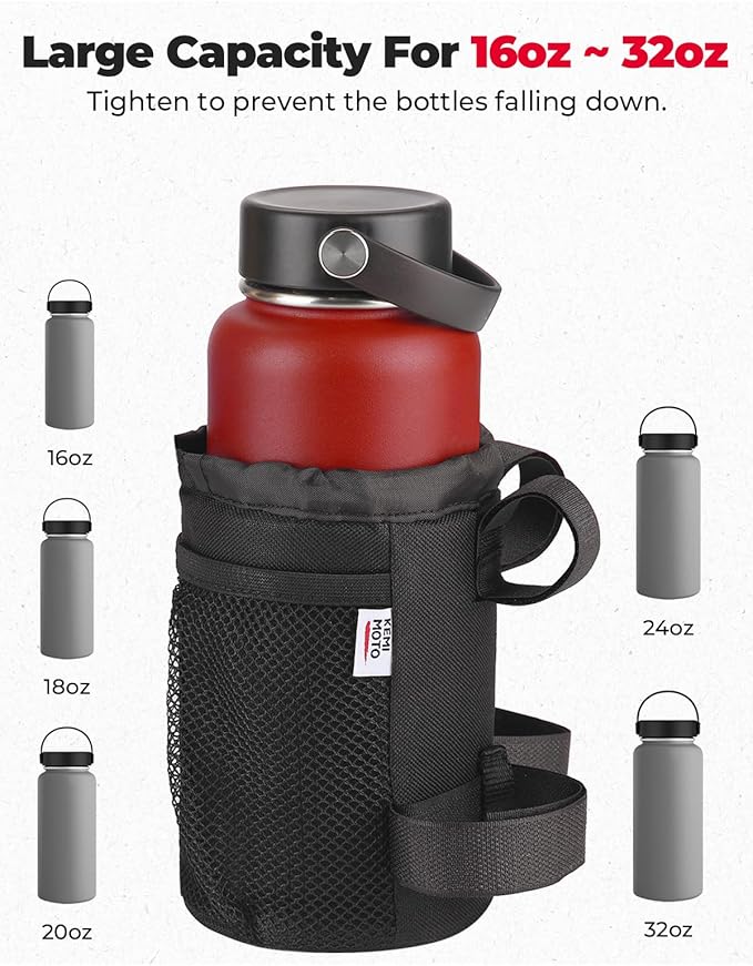 KEMIMOTO Large Bicycle Cup Holder with Mesh Pockets Phone Bag, Compatible with Road Bike MTB E-Bike Scooter Wheelchair