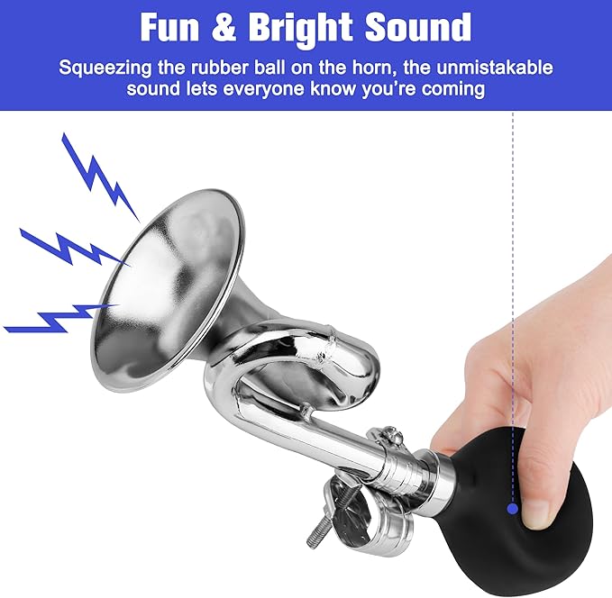 Coolrunner Bugle Horn, Retro Clown Horn, Kids Bike Horn, Classic Vintage Metal Twist Loudspeaker Siren Hooter Snail Air Horn for Vehicles Bicycles Golf Cart