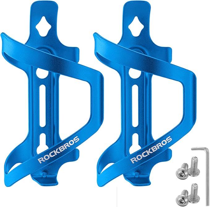 ROCKBROS Bike Water Bottle Holder Cage Aluminum Alloy Bicycle Water Bottle Cage Brackets Bike Cup Holder for Road Mountain Bikes Blue