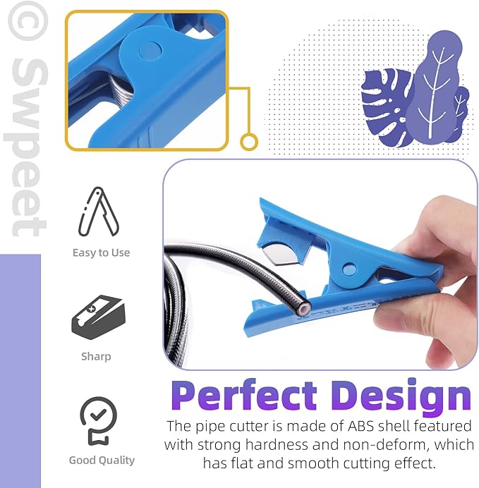 Swpeet 50Pcs BH59 Disc Brake Cable Hose Cutter with Bicycle Hydraulic Hose Fitting Insert Tool and Hydraulic Hose Cutter Assortment Kit, Needle Driver Insertion Tool Install Brake Olive and Inserts