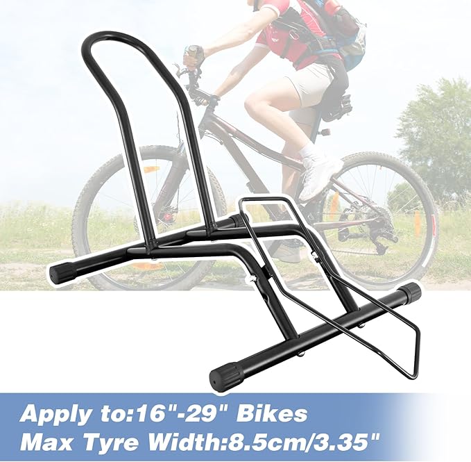 Bike Floor Stand for Mountain MTB & Road Bicycles 23c-4.0 inch Wide Tire 20-29 inch Tire Indoor Outdoor Bike Rack Bicycle Floor Stand Black