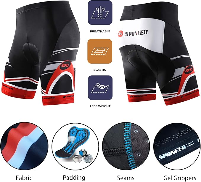 sponeed Men's Cycling Padded Shorts Men Bike Short Pants Cycle Spandex Tights Biking Wear