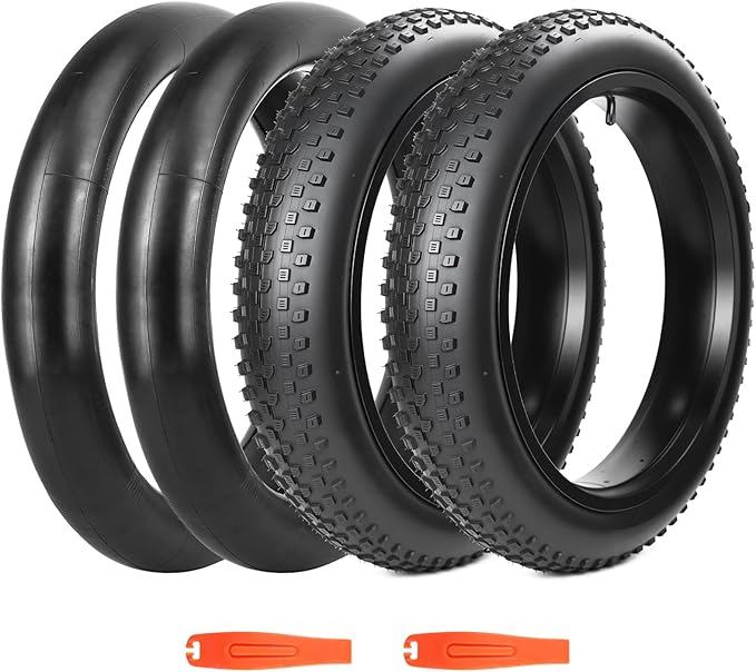 20x3.0(76-406) Electric Bike Tire 20 x 3 Fat eBike Tires 20 x 3 Bike Tires Heavy Duty High-Performance Wear-Resistant E-Bike Mountain Snow 20x3 Bicycle Tires，1/2 Tires 1/2 Tubes/ 2 Levers