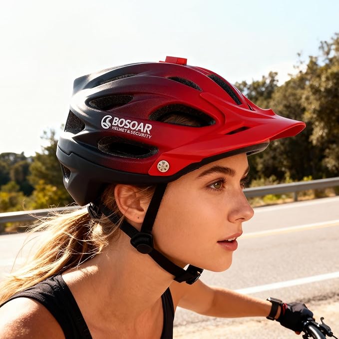 Mountain Bike Helmet,Adult Cycling Helmet with Camera Mount and Detachable Visor for Men Women Youth,Suggested Fit 55-61 Cm
