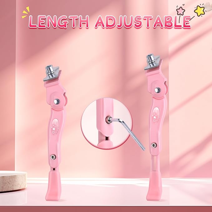 LEICHTEN Kickstand for Kids Bike Center Mount for 16 18 20 Inch Adjustable Children's Bicycles Aluminium Alloy Bike Kick Stand Support Storage