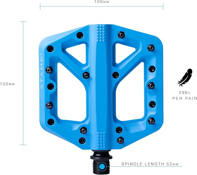 Crankbrothers Stamp Flat MTB Pedals - Size-Specific, Lightweight, Versatile, Durable Bike Pedals