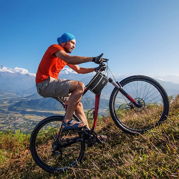 bike top tube bag, Cycling Bike Top Tube Bag with Rain Cover Waterproof Mountain Bicycle Front Frame Pannier Bag Pack