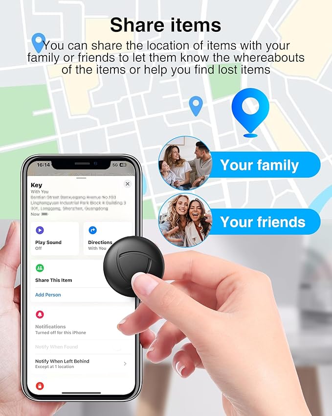 Smart Tracker Tags-4 Pack - GPS Air Tracker Bluetooth Key Finder Compatible with Apple Find My (iOS Only), 80dB Loud Beep for Bike, Wallets, Luggages, Bags,Replaceable Battery