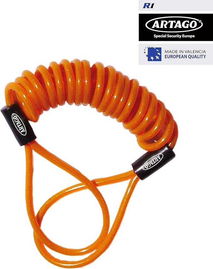 Artago R1 Motorcycle Reminder Cable, Braided Steel Cable Scratch-Resistant Coating, Anti Theft Disc Lock Reminder Cable for Motorcycle Lock, Helmet, Scooter, Bike, Scooter, 140cm/4,6in