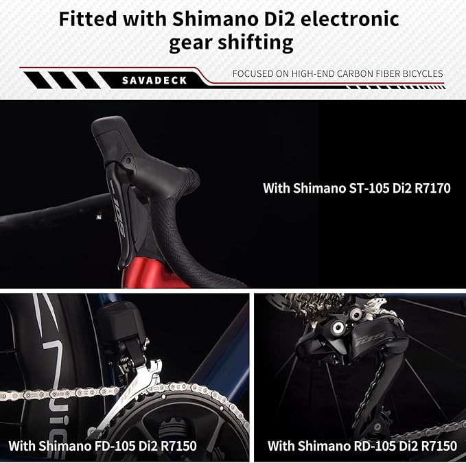 SAVADECK Carbon Fibre Road Bike, Hydraulic Oil Disc Bike with Carbon Fibre Frame and Wheelset, Lightweight Racing Bicycle with R7120 24S Shift Set for Adults