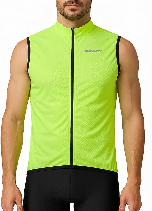 qualidyne Men’s Sleeveless Cycling Jersey, Full Zip, Quick-Dry Breathable Lightweight Knit, 3 Rear Pockets
