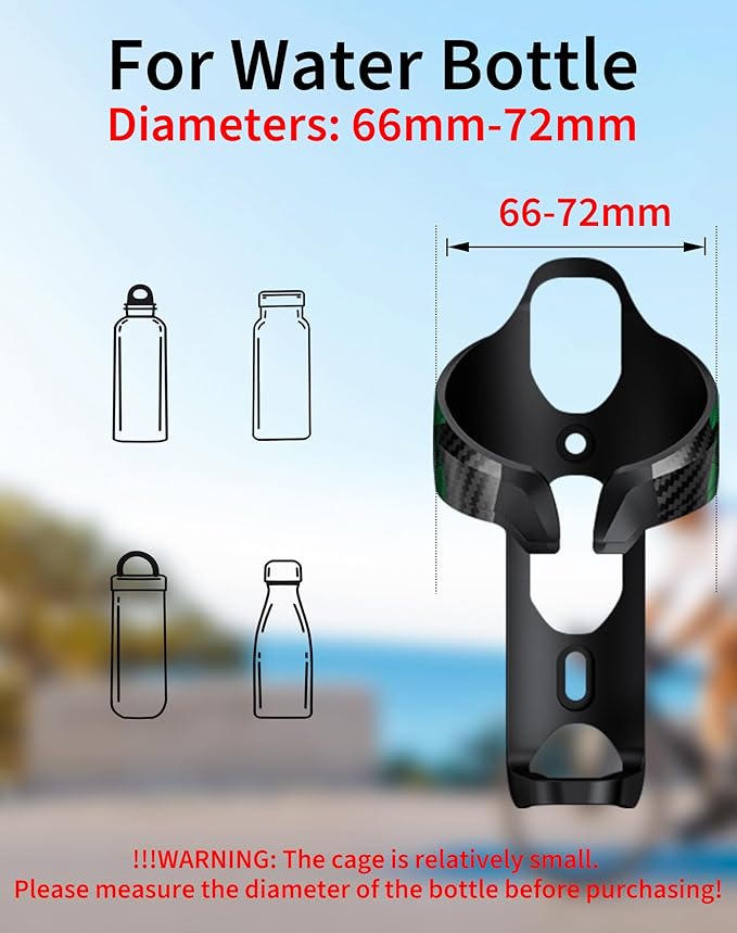 ENLEE for Bottles Diameter: 66-72mm Bike Water Bottle Cage, Lightweight Carbon Bicycle Bottle Cage, Grey Water Bottle Cage for Mountain/Road Bike with Screws Tool