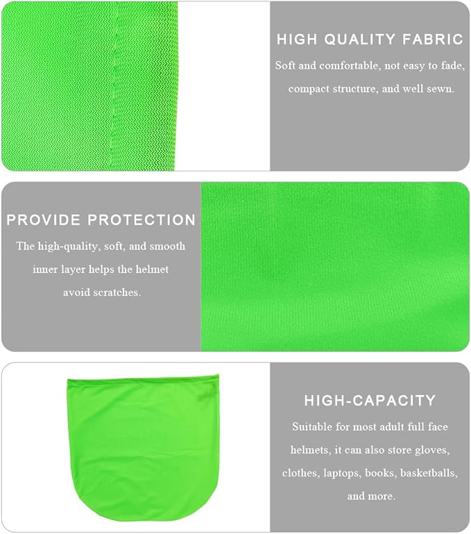 Motorcycle Helmet Bag, Helmet Protection Drawstring Bag Made of Nylon Cloth, Large Capacity Helmet Storage Bag for Motorcycle Bicycle, Universal Motorcycle Accessories (Green)