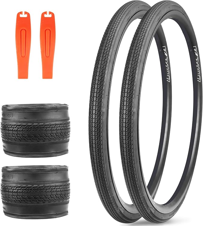 700x28C/32C Bike Tire Anti-Slip Foldable Replacement All Terrain Tire 2 Pack with Levers for Road Bike