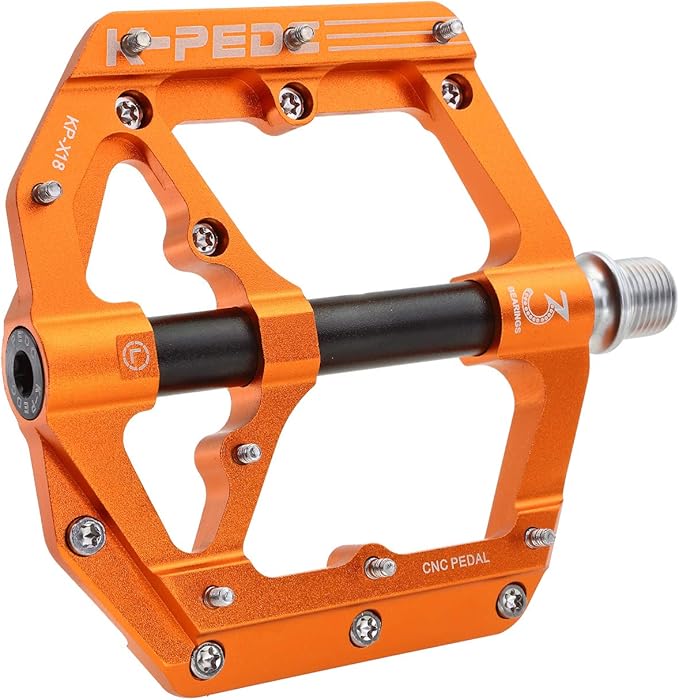 Aluminum Alloy 9/16" Bike Pedal MTB Wide Platform Flat Non-Slip Bicycle Pedals with 3 Bearings for Mountain Bikes, Road, BMX