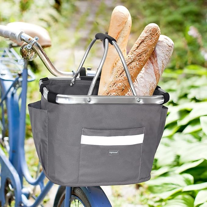 RAYMACE Bicycle Basket Dog Bike Handlebar Basket Front,Folding Detachable Quick Release Easy Install,Cycling Picnic Bag